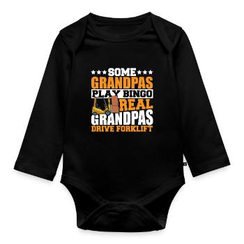 Forklift Driver Men Grandpas Drive Forklift Grandf - Organic Longsleeve Baby Bodysuit - black - Front