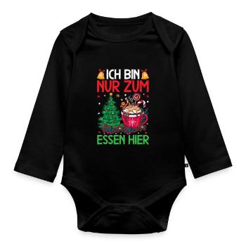 Weihnachten Essen Weihnachtsessen Heiligabend - Baby Bio-Langarm-Body - Schwarz - Vorne