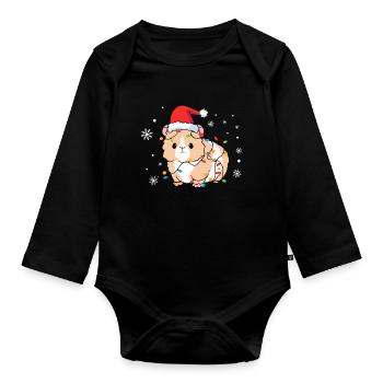 Hamster Christmas - Organic Longsleeve Baby Bodysuit - black - Front
