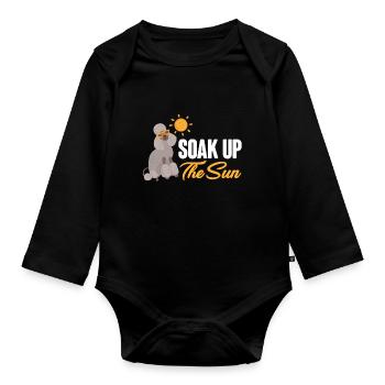 Enjoy the sun! Sunbathing Summertime - Organic Longsleeve Baby Bodysuit - black - Front