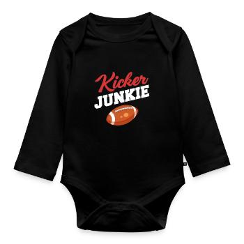 Kicker Junkie Football Quarterback Placekicker - Organic Longsleeve Baby Bodysuit - black - Front