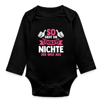 Coolste Nichte - Baby Bio-Langarm-Body - Schwarz - Vorne