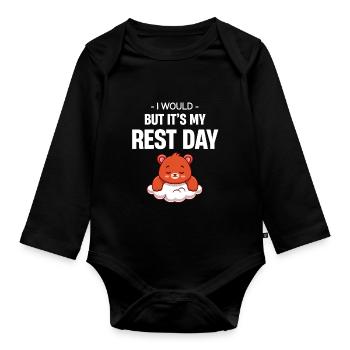 I'd do it, but it's my rest day fr-yay - Organic Longsleeve Baby Bodysuit - black - Front