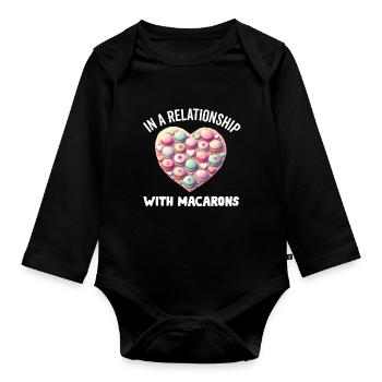 Macarons Cookies Baker French Dessert Funny - Organic Longsleeve Baby Bodysuit - black - Front