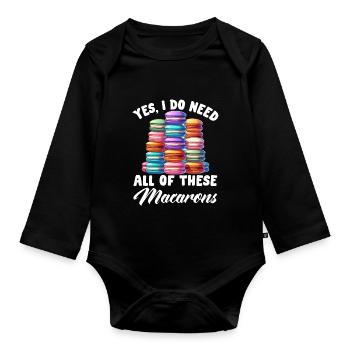 Macarons Cookies Baker French Dessert Funny - Organic Longsleeve Baby Bodysuit - black - Front
