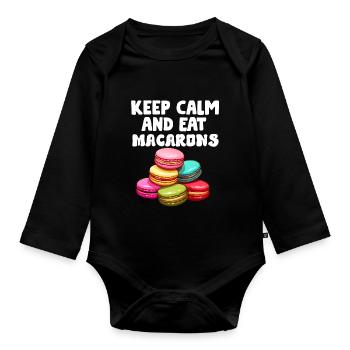Macarons Cookies Baker French Dessert Funny - Organic Longsleeve Baby Bodysuit - black - Front