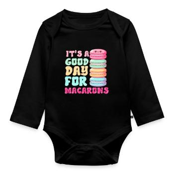 Macarons Cookies Baker French Dessert Funny - Organic Longsleeve Baby Bodysuit - black - Front