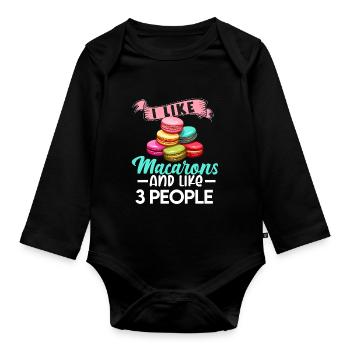 Macarons Cookies Baker French Dessert Funny - Organic Longsleeve Baby Bodysuit - black - Front