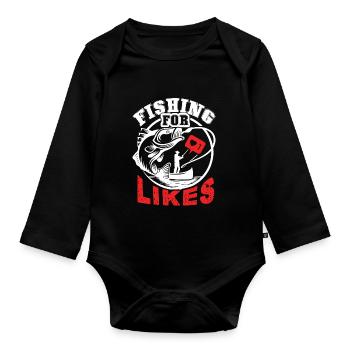 Fishing Fishing For Likes - Organic Longsleeve Baby Bodysuit - black - Front