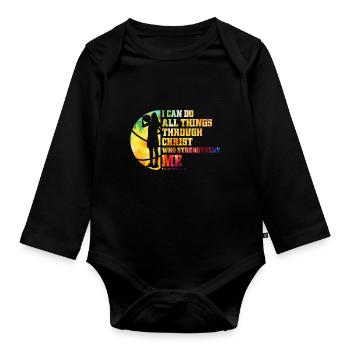 Christian Basketball Jesus Speaks Religious - Organic Longsleeve Baby Bodysuit - black - Front