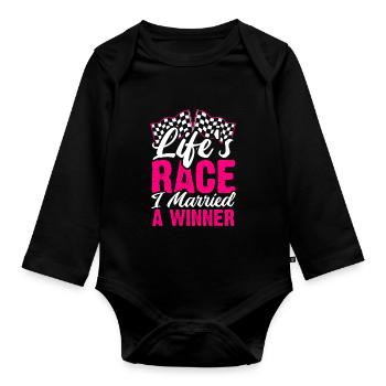 Race Woman Racing Quotes Car Racer Driver - Organic Longsleeve Baby Bodysuit - black - Front