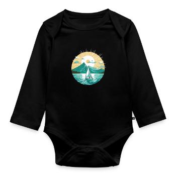 Sailboat, Sailing Ship, Sailing Yacht, Vintage Sailing - Organic Longsleeve Baby Bodysuit - black - Front