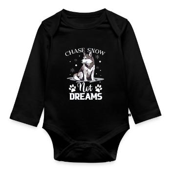 Chien de traîneau Huskie Alaska Sports d’hiver - Body Bébé bio manches longues - noir - Devant