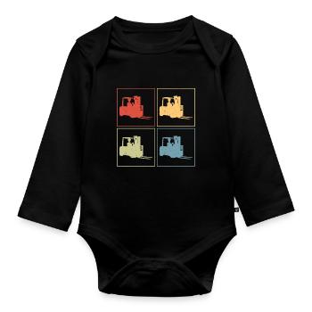 Retro Forklift Driver Vintage Forklift Operator Fo - Baby Bio-Langarm-Body - Schwarz - Vorne