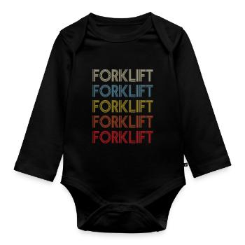 Vintage Cool Forklift Forklifting Forklift Driver - Baby Bio-Langarm-Body - Schwarz - Vorne