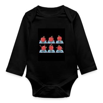 Apfel Yoga - Baby Bio-Langarm-Body - Schwarz - Vorne