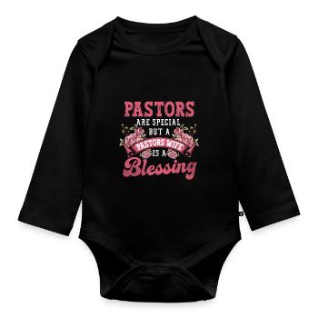 L’épouse du pasteur Jesus Christian Church appréciation - Body Bébé bio manches longues - noir - Devant