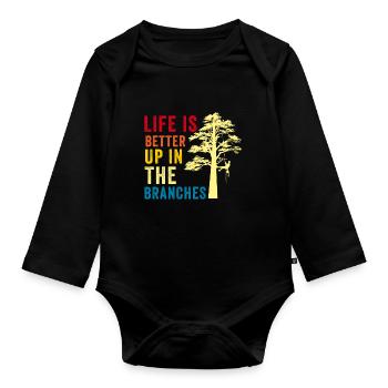 Arborist Tree Surgeon Woodworker Funny Logger - Organic Longsleeve Baby Bodysuit - black - Front