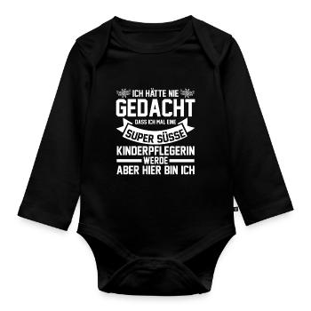 Erzieherin Kindergärtnerin Kinderpflegerin - Baby Bio-Langarm-Body - Schwarz - Vorne