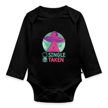 Single oder genommen Lustig Alien UFO Valentinstag - Baby Bio-Langarm-Body - Schwarz - Vorne