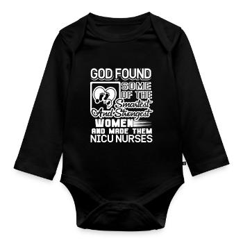 Nicu Nurse Strongest Women Nicu Nurses - Organic Longsleeve Baby Bodysuit - black - Front