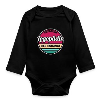 Logopädie Logopädin - Baby Bio-Langarm-Body - Schwarz - Vorne
