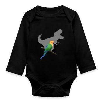 T-Rex shadow parrot - Baby Bio-Langarm-Body - Schwarz - Vorne