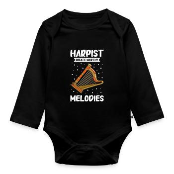 Harfenspieler Harfe Musik Harfenist - Baby Bio-Langarm-Body - Schwarz - Vorne