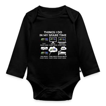 Things I Do in my Spare Time - Rugby Union - Organic Longsleeve Baby Bodysuit - black - Front