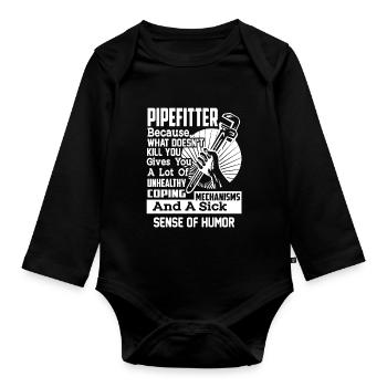 Pipefitter Pipefitter Sense of Humor - Organic Longsleeve Baby Bodysuit - black - Front