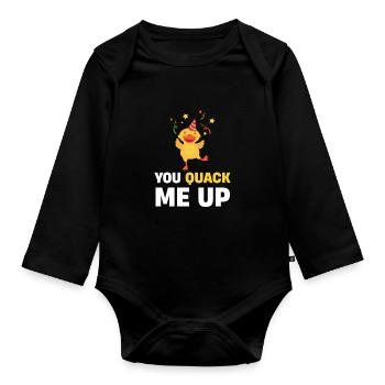 You quack me funny duck lover - Organic Longsleeve Baby Bodysuit - black - Front
