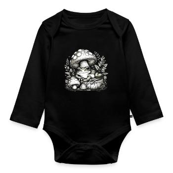Cottagecore Esthétique Vintage Nature Forêt - Body Bébé bio manches longues - noir - Devant
