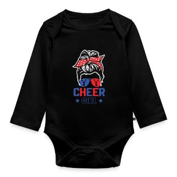 Cheerleadermädchen Cheerleading Jubel Jugend - Baby Bio-Langarm-Body - Schwarz - Vorne