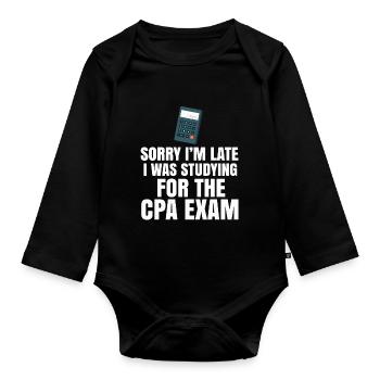 Passed CPA Exam For Certified Accountant Funny - Organic Longsleeve Baby Bodysuit - black - Front