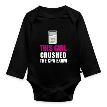 Passed CPA Exam For Certified Accountant Funny - Organic Longsleeve Baby Bodysuit - black - Front