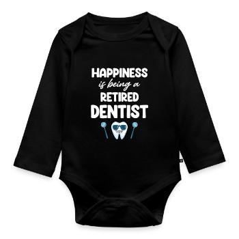 Le bonheur, c’est d’être un dentiste à la retraite, - Body Bébé bio manches longues - noir - Devant
