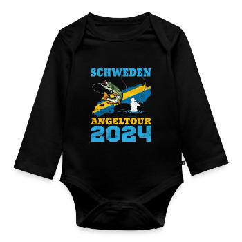 Schweden Angeltour 2024 - Baby Bio-Langarm-Body - Schwarz - Vorne