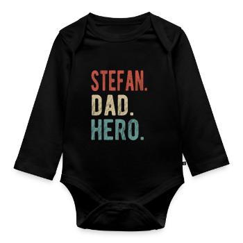 Stefan Dad Hero - Organic Longsleeve Baby Bodysuit - black - Front