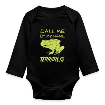 Pfeilgiftfrosch Phyllobates terribilis #3038 - Baby Bio-Langarm-Body - Schwarz - Vorne