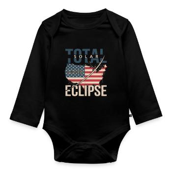 Total Solar Eclipse Usa April 8, 2024 - Organic Longsleeve Baby Bodysuit - black - Front