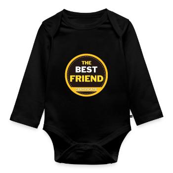 Certificate for the Best Friend in the World - Organic Longsleeve Baby Bodysuit - black - Front