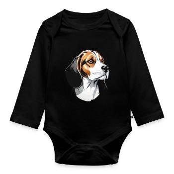 Beagle Streetwear Style Dog Lover Design - Body Bébé bio manches longues - noir - Devant