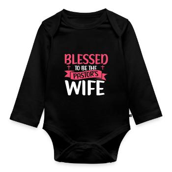 Pasteur Femme Jésus Appréciation de l’Église Chrétienne - Body Bébé bio manches longues - noir - Devant