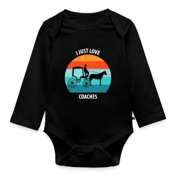 Coachman Carriage Horse-drawn carriage Carriage - Organic Longsleeve Baby Bodysuit - black - Front