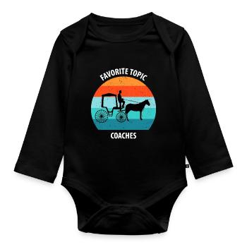 Coachman Carriage Horse-drawn carriage Carriage - Organic Longsleeve Baby Bodysuit - black - Front