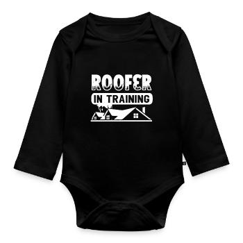Roofer Roofer In Training - Organic Longsleeve Baby Bodysuit - black - Front