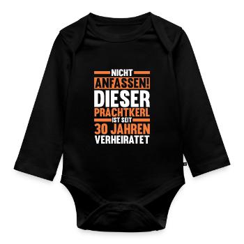 Ehe Perlenhochzeit 30 Jahre Verheiratet Hochzeitst - Baby Bio-Langarm-Body - Schwarz - Vorne