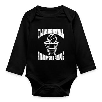 Basketball Basketballspieler Basketballteam - Baby Bio-Langarm-Body - Schwarz - Vorne