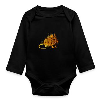 Farbenfrohe Maus - Baby Bio-Langarm-Body - Schwarz - Vorne