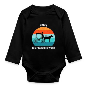 Coachman Carriage Horse-drawn carriage Carriage - Organic Longsleeve Baby Bodysuit - black - Front